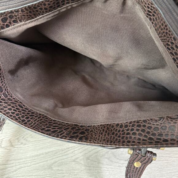 Etienne Aigner Women's Olive Green Croc Embossed Leather Tote Bag - Picture 6 of 16